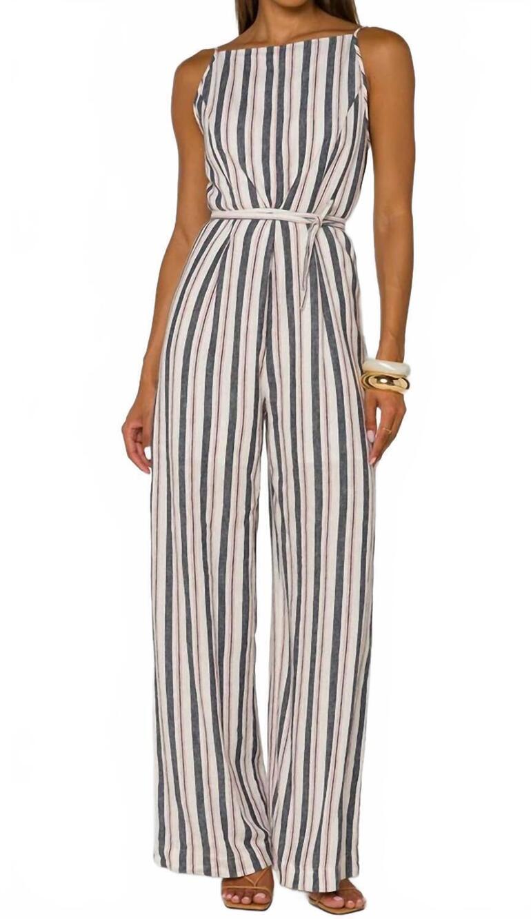 NEW VELVET HEART brenna jumpsuit in blue night stripe
